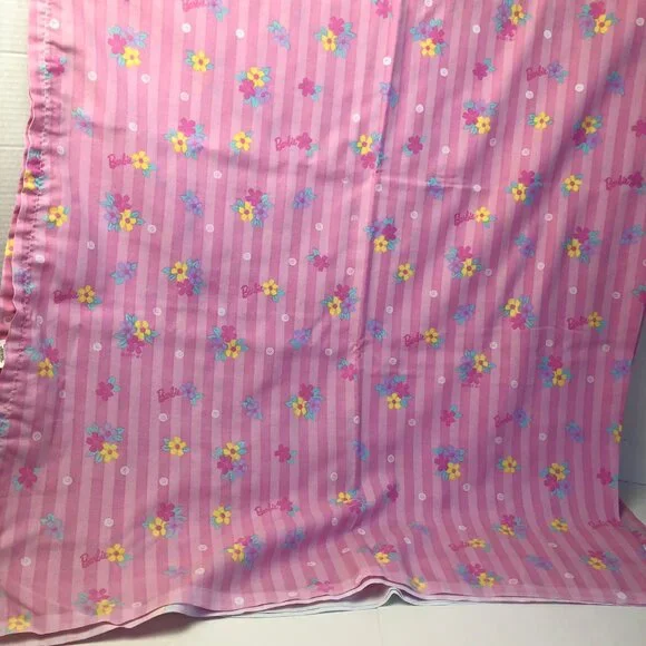 Vintage 90s Barbie Bedsheets Twin Set (Flat + Fitted) 1997 Sweet Dreams Ribbons - Picture 10 of 15